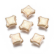 Plating ABS Plastic Beads, Rhombus, Light Gold Plated, 10.5x10x4mm, Hole: 1.6mm(KY-N007-85)