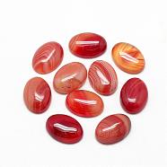 Natural Striped Agate/Banded Agate Cabochons, Dyed, Oval, Red, 18x13x5mm(G-R415-13x18-14)