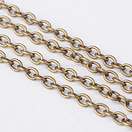 Iron Cable Chains, Unwelded, with Spool, Oval, Cadmium Free & Nickel Free & Lead Free, Antique Bronze, 4x3x0.7mm, about 328.08 Feet(100m)/roll(CHT002Y-AB)