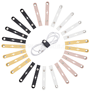 24Pcs 4 Colors Lightning Bolt Pattern Imitation Leather Cable Keepers, with Iron Snap Buttons, Cord Organizer Strap, for Wire Management, Mixed Color, 100x14x1mm, 6pcs/color(AJEW-GF0008-46)