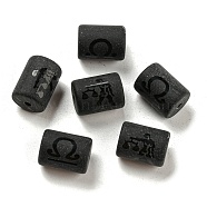 20Pcs Frosted Glass Beads, Black, Column with Constellation, Libra, 13.7x10mm, Hole: 1.5mm(JX560E)