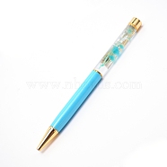 Alloy Dried Flower Tube Floating Ball Pens, for Office Supplies, Cyan, 140x13x9.5mm(AJEW-WH0129-78C)