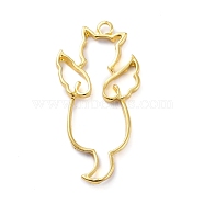 Zinc Alloy Open Back Bezel Pendants, For DIY UV Resin, Epoxy Resin, Pressed Flower Jewelry, Angel Cat Shape, Golden, 39x20x2mm, Hole: 2mm(PALLOY-E577-15G)