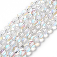 Synthetic Moonstone Beads Strands, Round, Clear AB, 6mm, Hole: 1mm, about 31pcs/strand, 7.20 inch(18.3cm)(X-G-P528-J01-13)