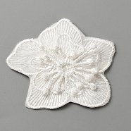 Computerized Embroidery Lace Self Adhesive/Sew on Patches, Costume Accessories, Appliques, Flower Pattern, 49x58x2mm(DIY-WH0410-49E)