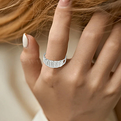 1Pc Stainless Steel Geometry Cuff Rings for Women, Stainless Steel Color, 13.5mm, 1pc.(RJEW-LP0002-55P)