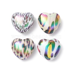 UV Plating Acrylic Beads, Iridescent, Heart, Mixed Color, 18.5x20x10.5mm(PACR-R249-03)