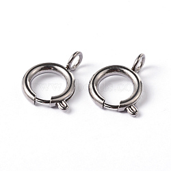 304 Stainless Steel Smooth Surface Spring Ring Clasps, Stainless Steel Color, 17x12x2mm, Hole: 3.5mm(STAS-D149-04)