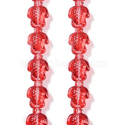 Transparent Glass Enamel Beads Strands, Hand Drawn Beads, Turtle, Red, 18x14x8.5mm, Hole: 1.2mm, about 22pcs/strand, 14.76~14.96''(37.5~38cm)(GLAA-B021-06D)