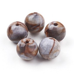 Crackle Acrylic Beads, Imitation Gemstone Beads, Round, Saddle Brown, 11~11.5mm, Hole: 2mm, about 520pcs/500g(MACR-E025-22G-12mm)