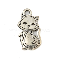 Tibetan style Alloy Pendants, Antique Silver, Cat Shape, 18x9.5x1.5mm, Hole: 1.6mm(FIND-Z058-01AS-06)