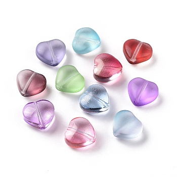Electroplate Glass Bead, Heart, Mixed Color, 10x10x5mm, Hole: 1mm