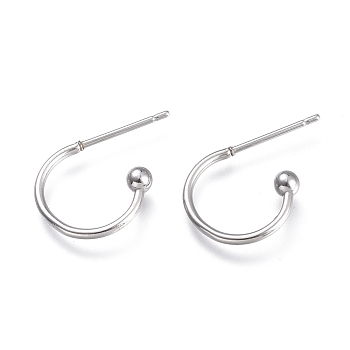 Tarnish Resistant 304 Stainless Steel Earring Hooks, Stainless Steel Color, 12.5x18.5x2.5mm, Pin: 0.8mm