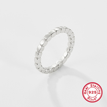Rhodium Plated 925 Sterling Silver Fingers Rings, with 925 Stamp, Platinum, Inner Diameter: 18mm
