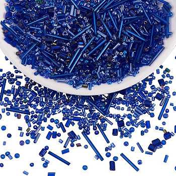 Glass Beads, Rice& Tube & Loose, Mixed Style, for DIY Bracelet Jewelry Making Kit, Dark Blue, 1.5~4.5mm, 30g/bag