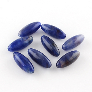 Oval Imitation Gemstone Acrylic Beads, Medium Blue, 31x12mm, Hole: 3mm, about 1pcs/4g