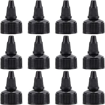 Plastic Bottle Cap for Squeeze Bottle, Cone, Black, 42x28mm