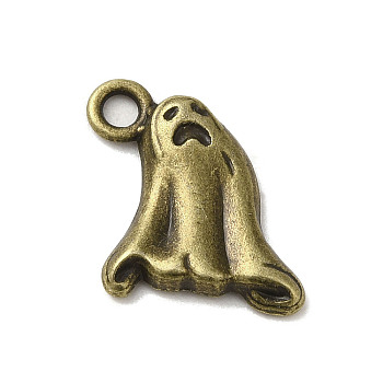 Tibetan Style Alloy Pendants, Cadmium Free & Lead Free, Ghost Charm for Halloween, Antique Bronze, 16x13.5x2.5mm, Hole: 2.5mm, about 909Pcs/1000G