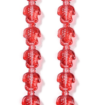 Transparent Glass Enamel Beads Strands, Hand Drawn Beads, Turtle, Red, 18x14x8.5mm, Hole: 1.2mm, about 22pcs/strand, 14.76~14.96''(37.5~38cm)