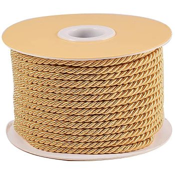 Nylon Threads, Milan Cords/Twisted Cords, Goldenrod, 3mm, about 20m/roll