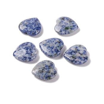 Natural Blue Spot Jasper Heart Love Stone, Pocket Palm Stone for Reiki Balancing, 24.5~25.5x25~25.5x6.5~7.5mm