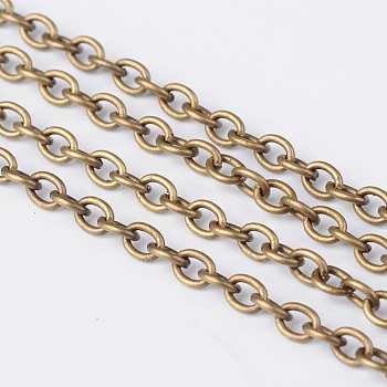 Iron Cable Chains, Unwelded, with Spool, Oval, Cadmium Free & Nickel Free & Lead Free, Antique Bronze, 4x3x0.7mm, about 328.08 Feet(100m)/roll