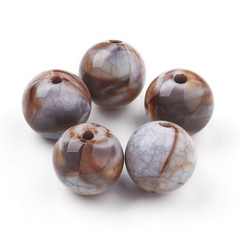 Crackle Acrylic Beads, Imitation Gemstone Beads, Round, Saddle Brown, 11~11.5mm, Hole: 2mm, about 520pcs/500g