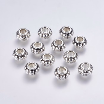 CCB Plastic Beads, Bumpy Beads, Rondelle, Antique Silver, 13.5x8mm, Hole: 6mm