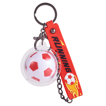 Soccer Keychain Cool Soccer Ball Keychain with Inspirational Quotes Mini Soccer Balls Team Sports Football Keychains for Boys Soccer Party Favors Toys Decorations, Red, 21cm