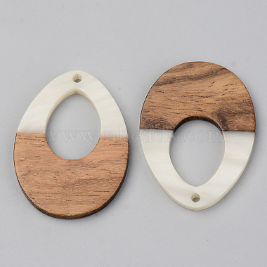 Opaque Resin & Walnut Wood Pendants(RESI-S389-014A-C04)-2