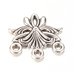 Tibetan Style Alloy Chandelier Components Links, Cadmium Free & Nickel Free & Lead Free, Antique Silver, 27x27x2.5mm, Hole: 2.5mm, 6x1.5mm, about 285pcs/1000g(TIBE-Q064-27AS-NR)