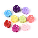 Plastic 4 Petal Flower European Beads, Large Hole Bead, Mixed Color, 12x12x7.5mm, Hole: 4mm, about 3125pcs/500g(KY-T041-25M)