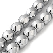 Electroplated Non-Magnetic Synthetic Hematite Beads Strands, Long-Lasting Plated, Twist Oval, Platinum Plated, 12~12.5x11.5~12mm, Hole: 1mm, about 33pcs/strand, 16.14''(41cm)(G-P518-05C)