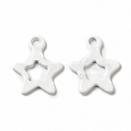 Spray Painted 201 Stainless Steel Charms, Star Charms, White, 10.5x9x1mm, Hole: 1.2mm(STAS-G304-29E)
