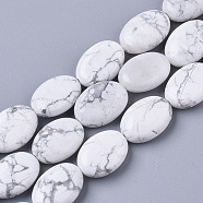 Natural Howlite Beads Strands, Oval, 18x13.5x6~7mm, Hole: 1.2mm, about  20~22pcs/Strand, 15.55 inch(39.5 cm)(G-S359-006)