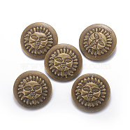 Flat Round Iron Pendants, with Sun Pattern, Antique Bronze, 45x5mm, Hole: 5mm(IFIN-J033-19AB)