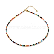 Natural Agate Beaded Necklaces for Women, with 304 Stainless Steel Lobster Claw Clasps, Round, 18.31 inch(46.5cm), Beads: 2.5~3.5mm(NJEW-JN03789-01)