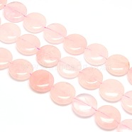 Natural Flat Round Rose Quartz Beads Strands, 20x7~9mm, Hole: 1mm, about 20pcs/strand, 15.74 inch(G-L246-07)