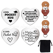 1 Set Friendship Theme Heart Double-Sided Engraved Stainless Steel Commemorative Decision Maker Coin, with 1Pc Velvet Cloth Drawstring Bags, Graduation Theme Pattern, 25x25x2mm, 4pcs/set(AJEW-GL0001-60-004)