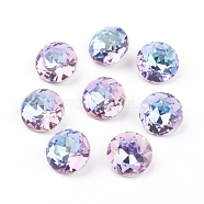 Pointed Back & Back Plated Glass Rhinestone Cabochons, Grade A, Faceted, Flat Round, Vitrail Light, 8x4.5mm(RGLA-J012-8mm-001VL)