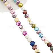 Nbeads 2 Strands Natural Cultured Freshwater Pearl Beads Strands, Dyed, Two Sides Polished, Mixed Color, 7~8x7~10x4~6mm, Hole: 0.8mm, about 44~45pcs/strand, 13.4 inch(PEAR-NB0001-81)