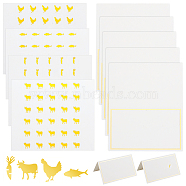 8 Sheets 4 Styles Paper Self Adhesive Cartoon Stickers, for Envelopes, Bubble Mailers and Bags Decor, Carrot & Cattle & Fish & Hen, Gold, 7.8x9x0.02cm(DIY-OC0010-74B)