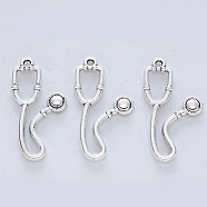 Tibetan Style Alloy Pendants, Cadmium Free & Lead Free, Stethoscope, Antique Silver, 28x14x2mm, Hole: 1.2mm, about 454pcs/500g(TIBE-R316-098AS-RS)