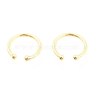 925 Sterling Silver Cuff Earrings, Ring with Round, Real 18K Gold Plated, 12x1mm(EJEW-H124-06G)