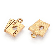 Brass Charms, Nickel Free, Playing Card, Unplated, 11x8.5x1.5mm, Hole: 1mm(KK-Q735-193C-NF)