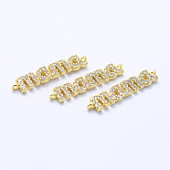 Brass Micro Pave Cubic Zirconia Links, For Mother's Day Jewelry Making, Clear, Lead Free & Nickel Free & Cadmium Free, Word Mama, Golden, 24x5x2mm, Hole: 1mm(KK-P133-27G-NR)