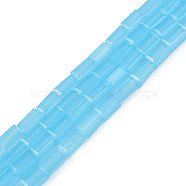 Imitation Jade Glass Beads Strands, Rectangle, Light Sky Blue, 4~5x2~3x2~3mm, Hole: 0.9mm, about 93~103pcs/strand, 17.32 inch~19.09 inch(44~48.5cm)(GLAA-N052-03-B01)