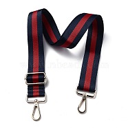 Adjustable Nylon Bag Chains Strap, with Light Gold Iron Swivel Clasps, for Bag Replacement Accessories, Prussian Blue & Red, Stripe Pattern, 82~147x3.9cm(AJEW-P059-13)