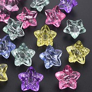 Transparent Acrylic Beads, Faceted, Star, Mixed Color, 23x24x16mm, Hole: 3mm, about 165pcs/500g(MACR-S373-76-B)