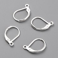 Brass Leverback Earring Findings, with Horizontal Loop, 925 Sterling Silver Plated, 15.6x10x2mm, Hole: 1.4mm, Pin: 0.8mm(KK-O131-09S)
